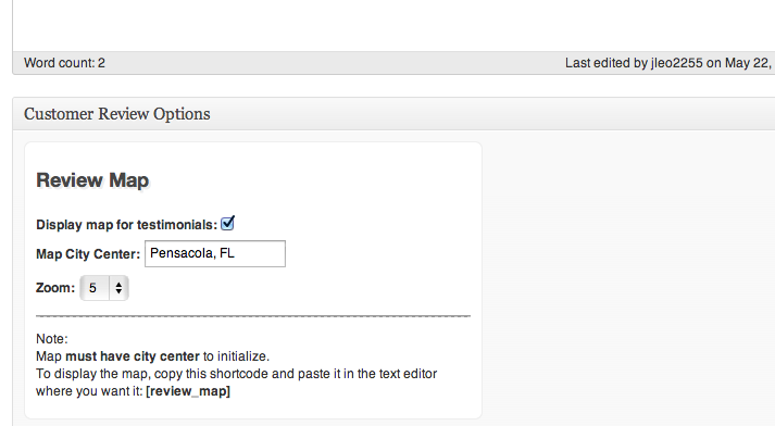 review map option
