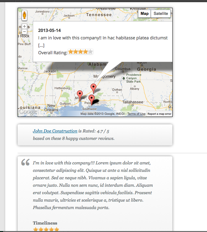 user review result